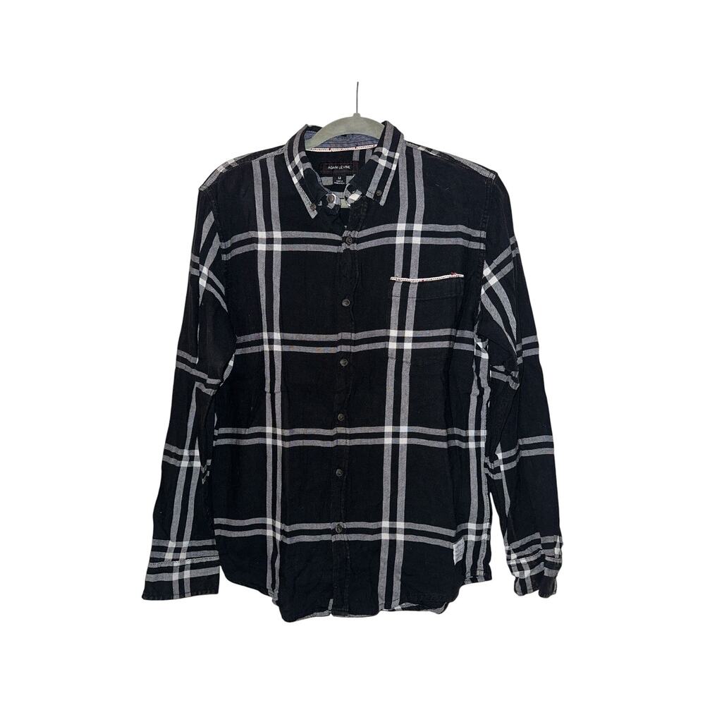 Adam Levine Collection Black Plaid Button Down Shirt - Size M